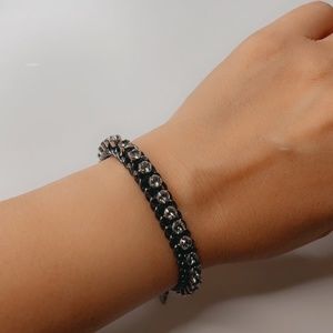 Henry Bendel Gunmetal rhinestone and chain bracelet